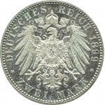 Německo, Reuss, Jindřich XXII, 2 marky 1899, Berlín, VELMI vzácné a KRÁSNÉ! PROOF