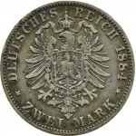 Niemcy, Reuss, Henryk XIV, 2 marki 1884, Berlin, RZADKIE
