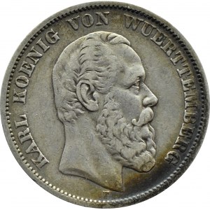 Niemcy, Wirtembergia, Karol, 5 marek 1875 F, Stuttgart