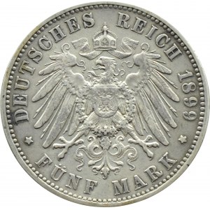 Niemcy, Wirtembergia, Wilhelm II, 5 marek 1899 F, Stuttgart