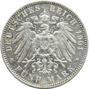 Niemcy, Wirtembergia, Wilhelm II, 5 marek 1901 F, Stuttgart