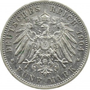 Niemcy, Wirtembergia, Wilhelm II, 5 marek 1904 F, Stuttgart