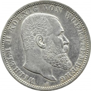 Niemcy, Wirtembergia, Wilhelm II, 5 marek 1906 F, Stuttgart, RZADKIE
