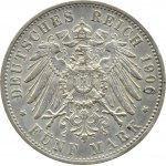 Niemcy, Wirtembergia, Wilhelm II, 5 marek 1906 F, Stuttgart, RZADKIE