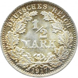 Niemcy, 1/2 marki 1917 A, Berlin