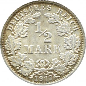 Niemcy, 1/2 marki 1917 A, Berlin