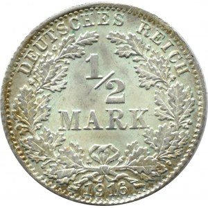 Niemcy, 1/2 marki 1916 D, Monachium