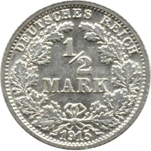 Niemcy, 1/2 marki 1915 F, Stuttgart
