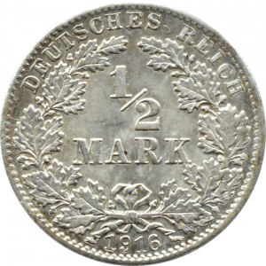 Niemcy, 1/2 marki 1916 D, Monachium