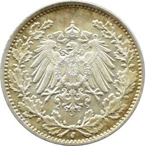 Niemcy, 1/2 marki 1916 J, Hamburg