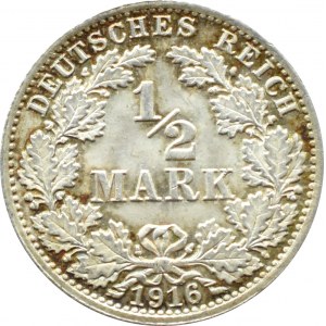 Niemcy, 1/2 marki 1916 A, Berlin