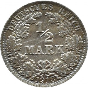 Niemcy, 1/2 marki 1918 A, Berlin