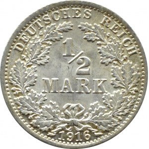 Niemcy, 1/2 marki 1916 A, Berlin