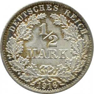 Niemcy, 1/2 marki 1916 A, Berlin