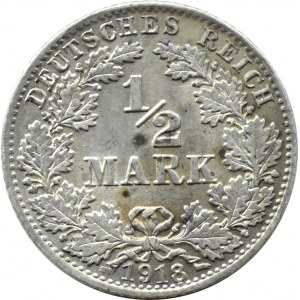 Niemcy, 1/2 marki 1918 D, Monachium