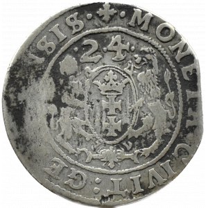 Zygmunt III Waza, ort 1624, przebitka daty 3/4 oraz ●2●4●, Gdańsk