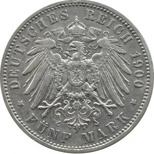 Niemcy, Hesja, Ernest Ludwig, 5 marek 1900 A, Berlin, BARDZO RZADKIE