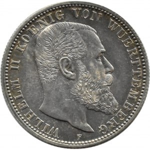 Niemcy, Wirtembergia, Wilhelm II, 2 marki 1914 F, Stuttgart, UNC