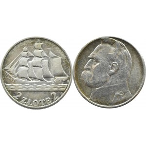 II RP, Żaglówka/Piłsudski, lot 2 złote 1932-1936, Warszawa