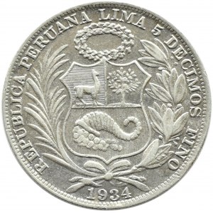 Peru, 1 sol 1934, Lima