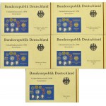 Niemcy, RFN, zestaw kompletów wybitych stemplem lustrzanym 1998, mennice A/D/F/G/J