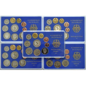 Germany, West Germany, set of sets struck with mirror stamp 1999, mints A/D/F/G/J