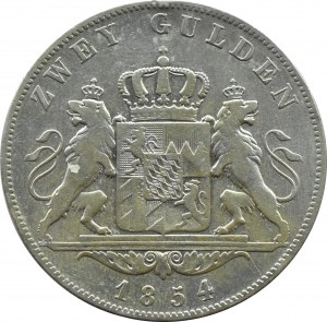 Nemecko, Bavorsko, Maximilián II, 2 guldenov 1854, Mníchov