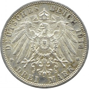 Niemcy, Anhalt, Friedrich i Marie, 3 marki 1914 A, Berlin