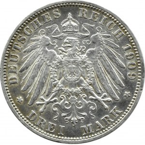 Niemcy, Prusy, Wilhelm II, 3 marki 1909 A, Berlin
