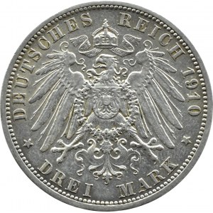 Niemcy, Prusy, Wilhelm II, 3 marki 1910 A, Berlin