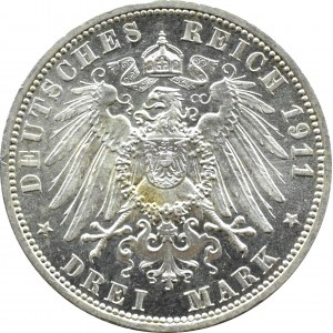 Niemcy, Prusy, Wilhelm II, 3 marki 1911 A, Berlin, PIĘKNE!