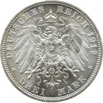 Niemcy, Prusy, Wilhelm II, 3 marki 1912 A, Berlin, PIĘKNE!