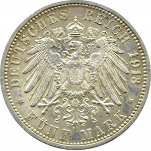 Niemcy, Badenia, Fryderyk II, 5 marek 1913 G, Karlsruhe