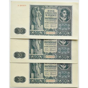 Generální gubernie, 50 zlotých 1941, série D - tři po sobě jdoucí čísla