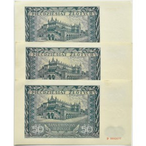 Generální gubernie, 50 zlotých 1941, série D - tři po sobě jdoucí čísla