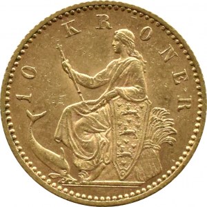 Dánsko, Christian IX, 10 korun 1900 VBP, Kodaň