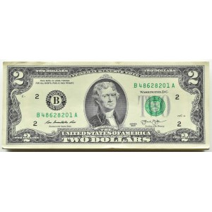 USA, T. Jefferson, paczka 2 dolary 2013 B, Nowy York, seria A