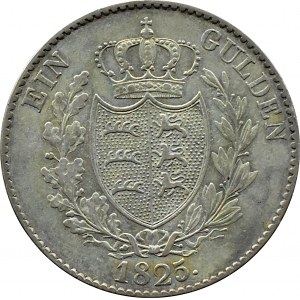 Allemagne, Württemberg, Wilhelm I, florins 1825, Stuttgart, TRÈS RARE