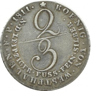 Niemcy, Westfalia, Hieronim Napoleon, 2/3 talara 1811 C, Kassel