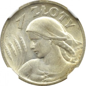 II RP, Kłosy, 1 złoty 1925, Londyn, NGC MS62