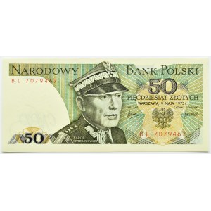 PRL, generál K. Świerczewski, 50 zlotých 1975, séria BL, Varšava, UNC