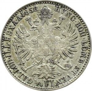 Austria, Franz Joseph I, 1/4 florin 1858 M, Milan