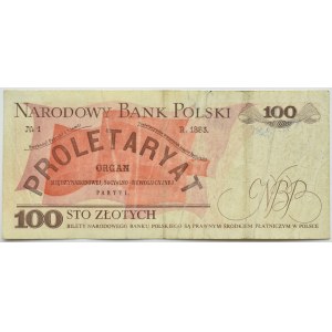 Poľská ľudová republika, 100 zlotých 1982, séria HT, zničená bez hlavného odtlačku