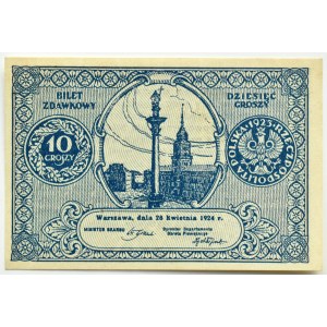 Second Republic, pass ticket 10 pennies 1924, UNC