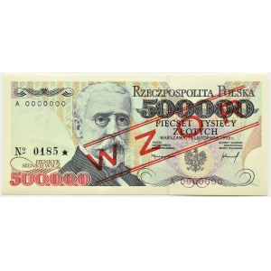 III RP, H. Sienkiewicz, 500000 złotych 1993, seria A WZÓR No. 0185*, UNC