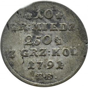 Stanisław A. Poniatowski, 10 groszy miedzianych 1791 E.B., Warszawa
