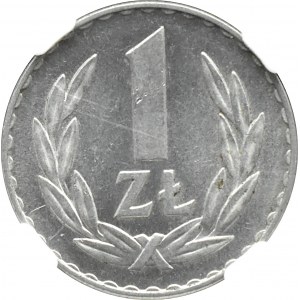 RP, 1 zloty 1949 aluminum, Warsaw, NGC MS63
