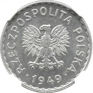 RP, 1 zloty 1949 aluminum, Warsaw, NGC MS63