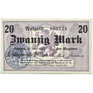 Dirschau/Tczew, 20 marek 1918 NISKI NUMER, UNC