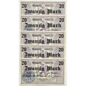 Dirschau/Tczew, lot 20 marek 1918, numeracja po kolei, UNC